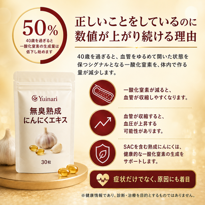 熟成ニンニクエキス — 血圧の薬では解決できなかった根本原因へ