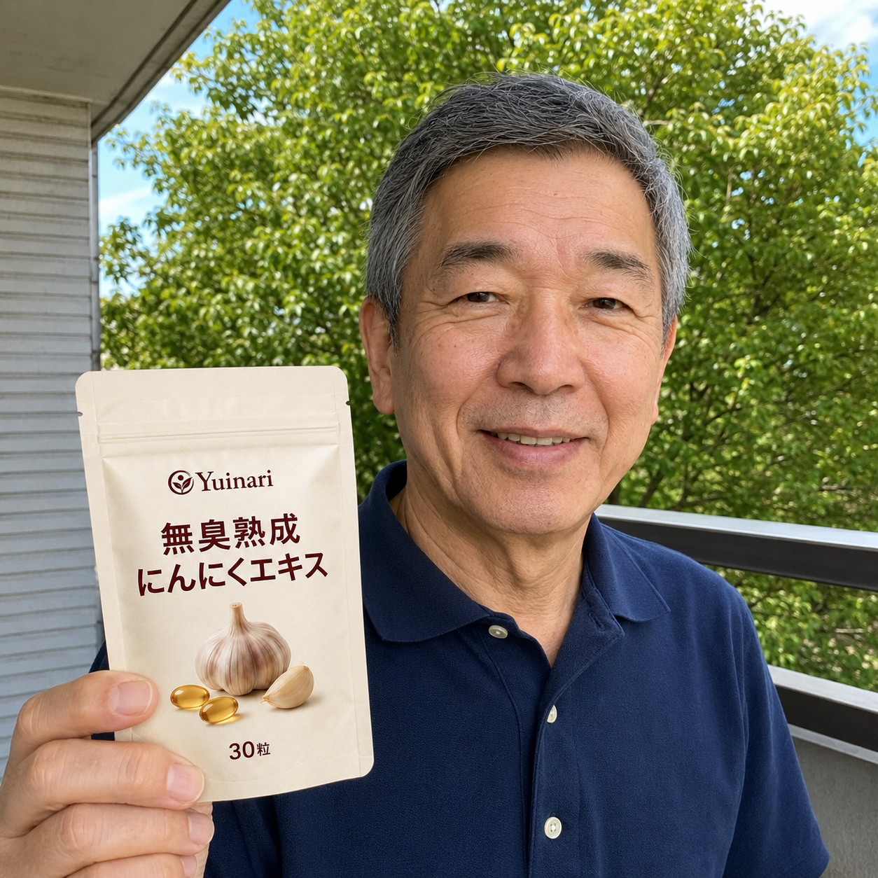 Yuinari無臭熟成にんにくエキスを手にするお客様のイメージ